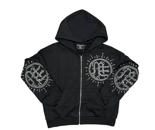'Eclipse' Black Rhinestone Set (Hoodie and Pants)