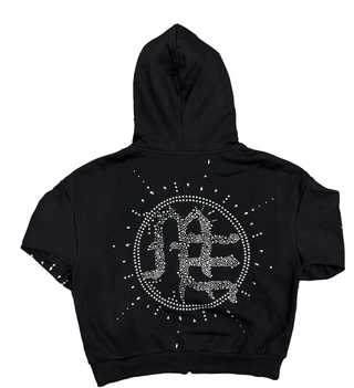 'Eclipse' Black Rhinestone Set (Hoodie and Pants)
